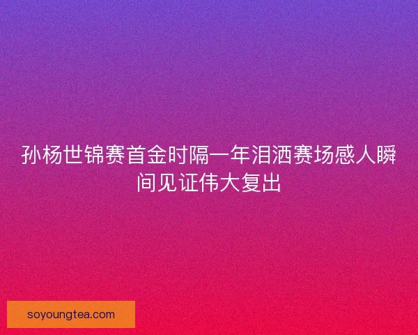 孙杨世锦赛首金时隔一年泪洒赛场感人瞬间见证伟大复出